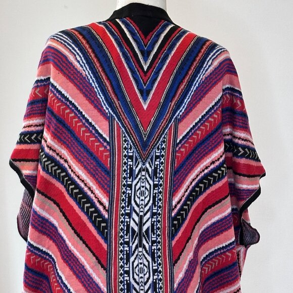 3X Southwest Fringe Cardigan Wrap Womens Boho Knit Open Front Shawl Cape Tribal - Picture 14 of 16